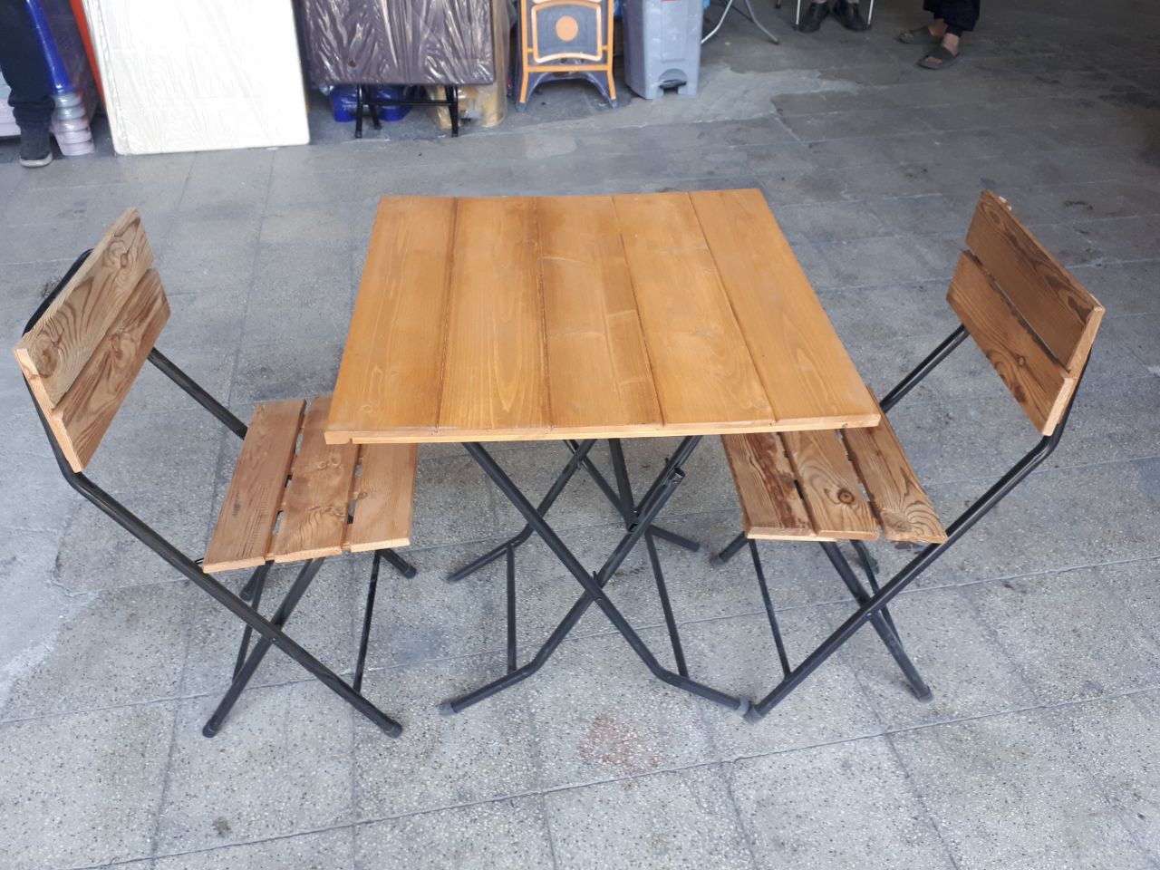 ست میزو صندلی چوبی ۲ نفره