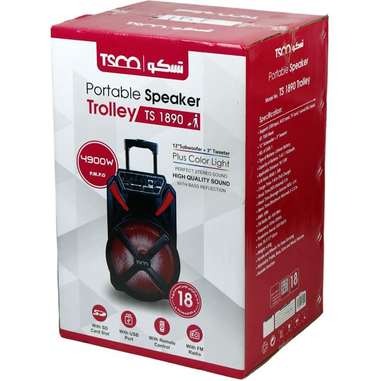 اسپیکر چمدانی بلوتوثی TSCO TS 1890 + میکروفون ا TSCO TS 1890 Wireless Speaker