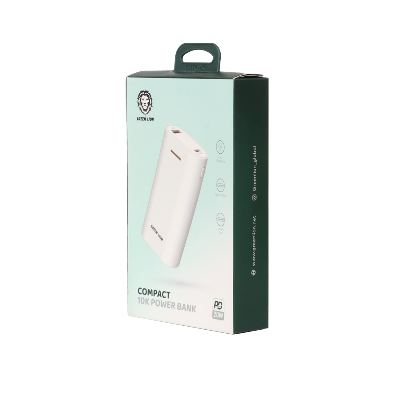 پاوربانک (PD و فست شارژ) Green Lion 20W 10000mAh مدل GNCOM10KPBWH - سفید
